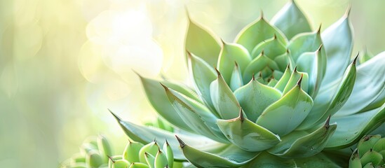 Wall Mural - succulent plant thorny leaf natural backdrop. Copy space image. Place for adding text and design