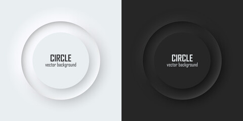 Leinwandbilder - Set of realistic 3d circle. Circles frame on a white and black background in neumorphism style. Elements for design. Top view of podium. EPS10 vector.