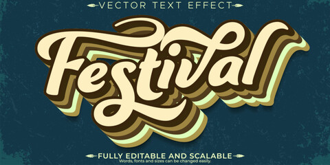 Wall Mural - Retro editable text effect, editable festival and vintage text style