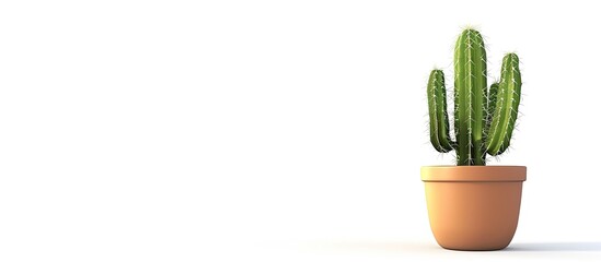 Poster - Cactus in a pot isolated on a white background. Copy space image. Place for adding text and design