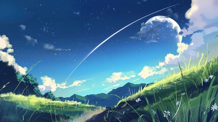 Wall Mural - Digital_anime_landscapes_drawing