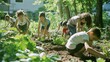 © VK Studio - Children enthusiastically tend to a garden, their faces alight with focus and intention, embodying teamwork and the joy of nature.