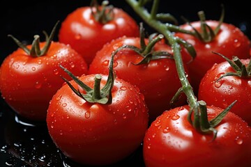 Wall Mural - Close front view fresh red tomatoes on the light bottom, generative IA