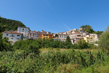 Sticker - The landscape of Carovilli, a village in Molise in Italy.