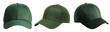 © Rona_65 - Three stylish green caps displayed in different angles isolated on a white background.