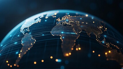 Wall Mural - global network: a breathtaking 3d render of earth illuminated by intricate networks of glowing conne