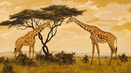 Two Giraffes in the African Savanna