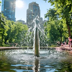 Sticker - fountain in the park