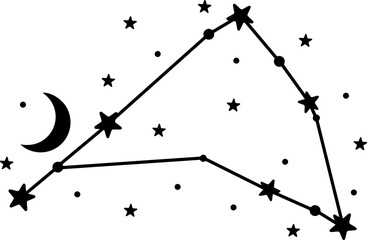 capricorn star constellation with stars and moon