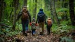 © Best - Family Hike: Hiking through a forest trail, the family carries backpacks and walking sticks, enjoying the crisp air, the sounds of birds, and the beauty of nature.