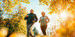 © Studio-FI - Retired couple running and enjoying a forest park trail keeping up exercise and enjoying life