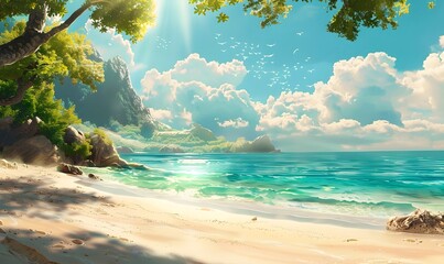 Wall Mural - Sommer, Sonne, Strand und Meer im Urlaub. 