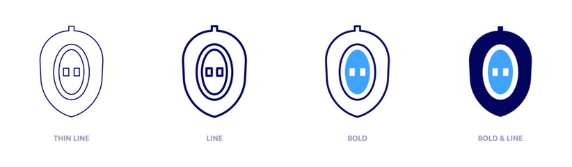 Sapodilla icon in 4 different styles. Thin Line, Line, Bold, and Bold Line. Duotone style. Editable stroke