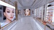 © Prostock-studio - A modern beauty store showcases elegant displays, featuring large visuals of beauty products and neatly organized shelves filled with cosmetics.
