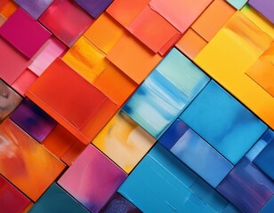 Wall Mural - Colorful wooden cubes background. Abstract texture of colorful wooden cubes.