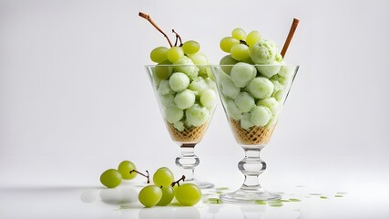 set of Green grapes ice cream