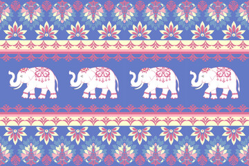 Wall Mural - Seamless winter pattern featuring  elephants, elephants pattern,traditional ethnic, fabric pattern for textiles, rugs, wallpaper, clothing, sarong, batik, wrapping, embroidery, print, background,