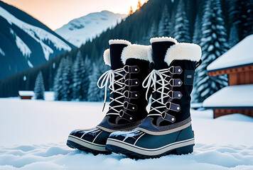 snow boots shown flat minimalist colors svg vector style