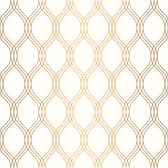 Wall Mural - gold wave line seamless pattern. luxury ogee repeat background vector.
