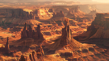 Wall Mural - a series of buttes and mesas formed by erosion in a desert landscape