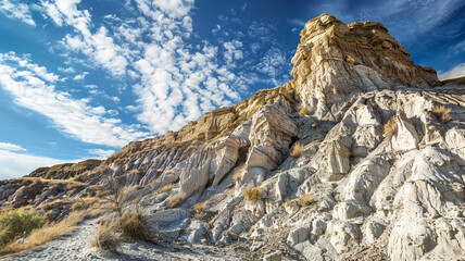 Wall Mural - an erosional mountain with a steep, crumbling facade