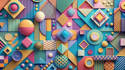 Wall Mural - Abstract composition of various geometric shapes and patterns , abstract, composition, geometric, shapes, patterns, design