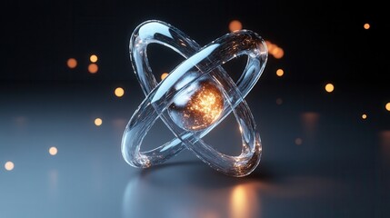 Wall Mural - a minimalist 3d atom with clean lines
