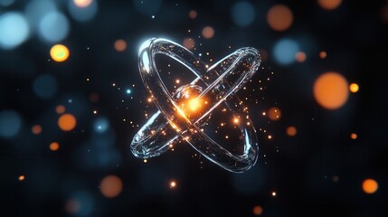 Wall Mural - a minimalist 3d atom with clean lines