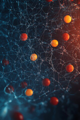 Wall Mural - A close up of a web of red and orange balls