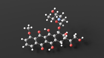 Wall Mural - epirubicin molecule 3d, molecular structure, ball and stick model, structural chemical formula antineoplastic agents