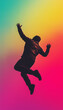 © tsuyoi_usagi - A man falling through the air. colorful gradient background