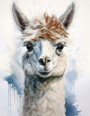 Wall Mural - Alpaca in watercolor 