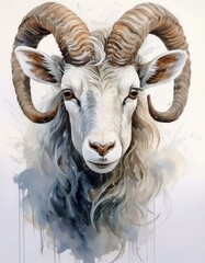 Canvas Print - Mouflon in watercolor 