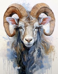 Canvas Print - Mouflon in watercolor 