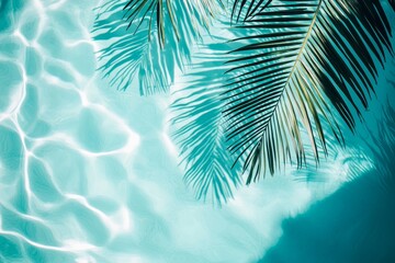 Poster - Pool with tropical leaf shadow on a summer tropical background. Stock footage