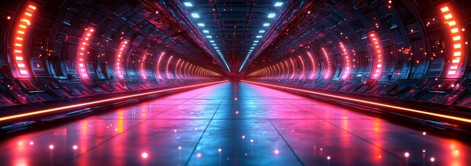 Leinwandbilder - Abstract futuristic neon graphics. Twisted electromagnetic vortex, ultraviolet rays, glowing cybernets