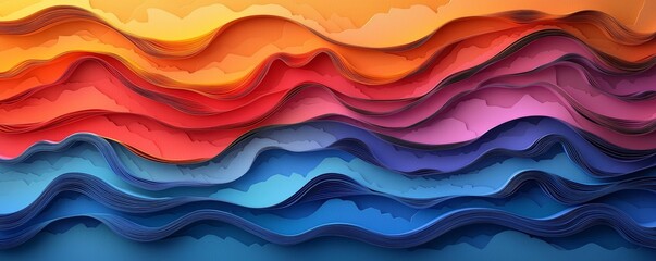 Poster - Illustration of abstract colorful wavy dimensions on a liquid shape background.