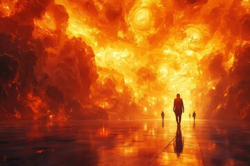 Poster - A dynamic abstract scene can be created by layering transparent shapes that create a sense of depth and dimension, using cool, calming colors,