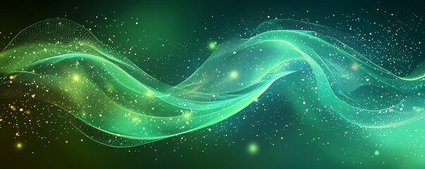 Poster - The background is made up of green papercut lines, dimensions, and decorative layers.