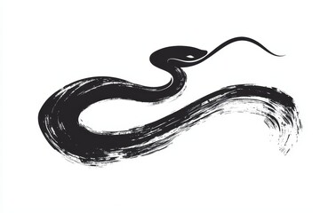 Aufkleber - Painting of a snake with Chinese brushstrokes