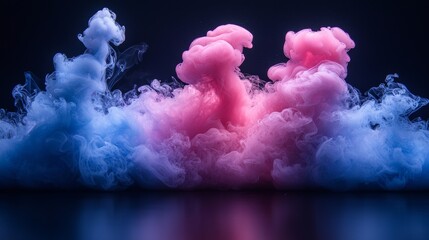 Poster - Smoke clouds with vibrant hues of orange, purple, and blue swirling together.