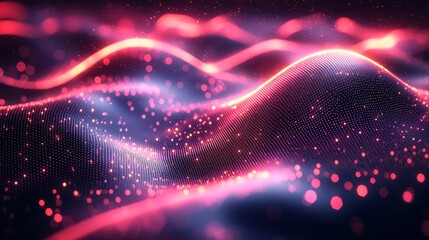 Leinwandbilder - An abstract pink and blue pattern with wave-like textures and repetitive geometric shapes, creating a dynamic and vibrant visual.