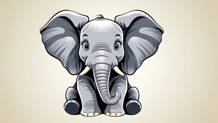 Sticker - Illustration of a cute elephant