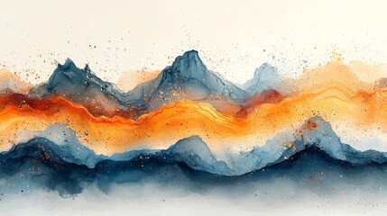 Aufkleber - The colors of blue, purple, red, and orange blend together in a vibrant abstract watercolor painting.