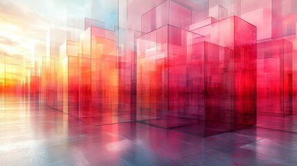 Leinwandbilder - A modern abstract design made up of overlapping glass rectangles in gray and orange shades of color that creates a dynamic and layered visual experience