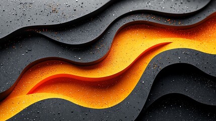 Leinwandbilder - Red, orange, and black waves create a dynamic 3D effect in this abstract paper design.