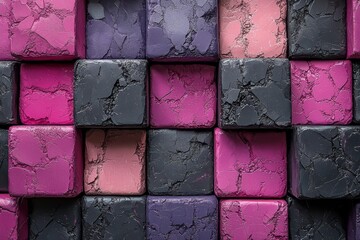 Leinwandbilder - An abstract background with pink and dark gray 3D cubes in a geometric pattern creates a visually appealing and dynamic look.