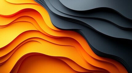 Leinwandbilder - It is an abstract background with orange and yellow waves overlapping, resulting in a strong, vibrant design.