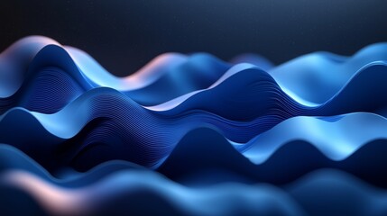 Leinwandbilder - The waves in a deep blue color create a dynamic and modern background, with subtle highlights and shadows adding depth and dimension.