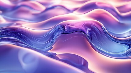 Fototapete - Flowing curves resembling glass or plastic, created motion and dimension on a blue and purple isolated background